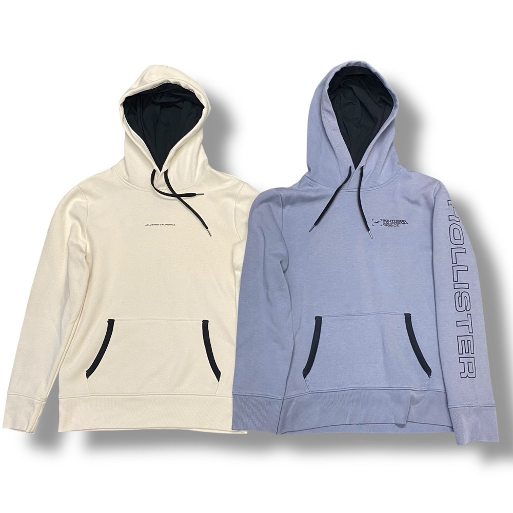 Hollister Blue and Cream Hoodie Size X-Small